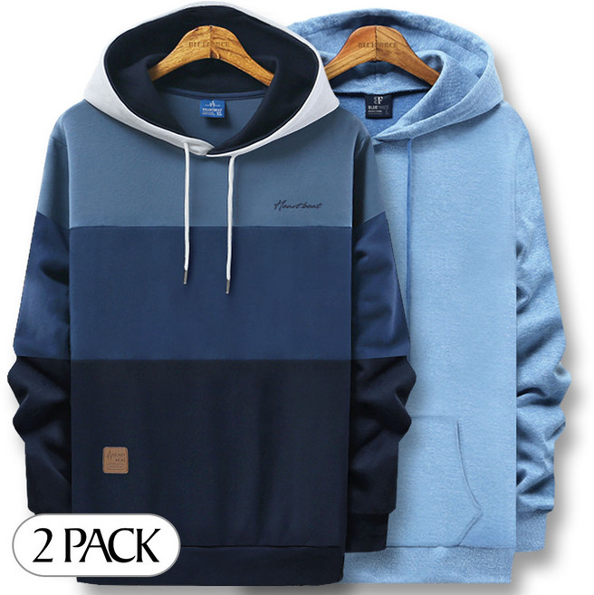 블루포스 엔터즈 후드티 + 트렙 후드티 [2장 묶음] 남자 긴팔 티셔츠 남성 빅사이즈 운동복 가을 단체티 커플티 츄리닝
