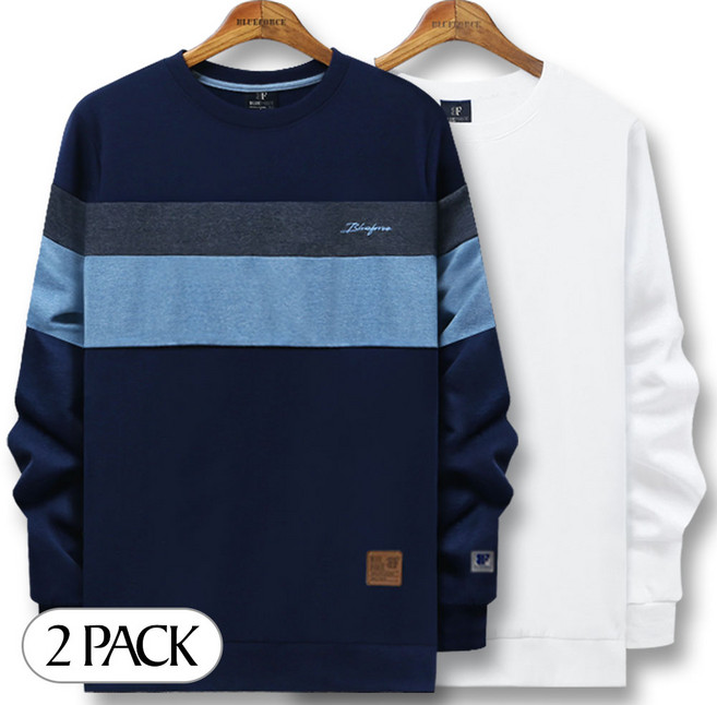 블루포스 티버온 맨투맨 + 심플 맨투맨 [2장 묶음] 남자 긴팔 티셔츠 남성 운동복 단체티 가을 커플티