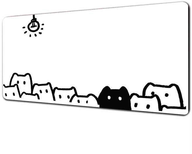 게이밍 장패드 고양이 캐릭터 마우스패드 방수코팅 400X900X3MM, 1개, 흰색