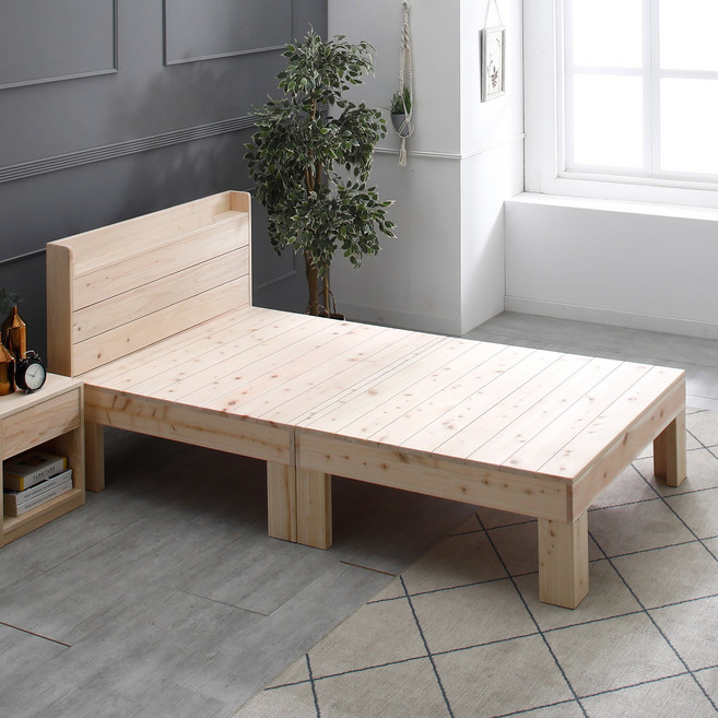 [편백마리] 편백나무 통원목 평상형 침대 P-BE-103, 슈퍼싱글 평상높이 300