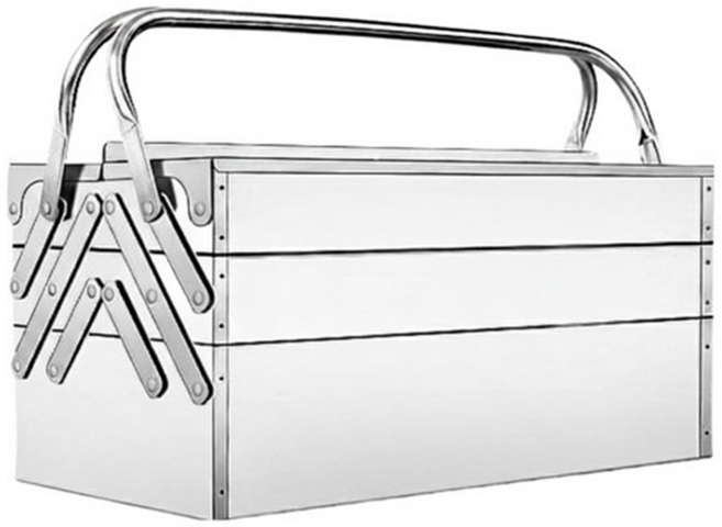 대형 공구함 3단 스테인레스 접이식 철제 다용도 공구박스 공구통 53cm, 1개