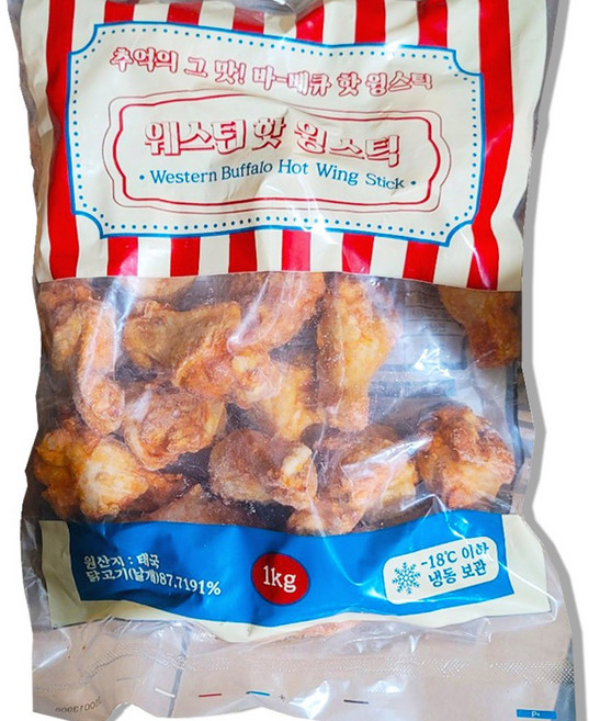 웨스턴 핫 윙스틱 버팔로 윙봉 1kg 4개 묶음