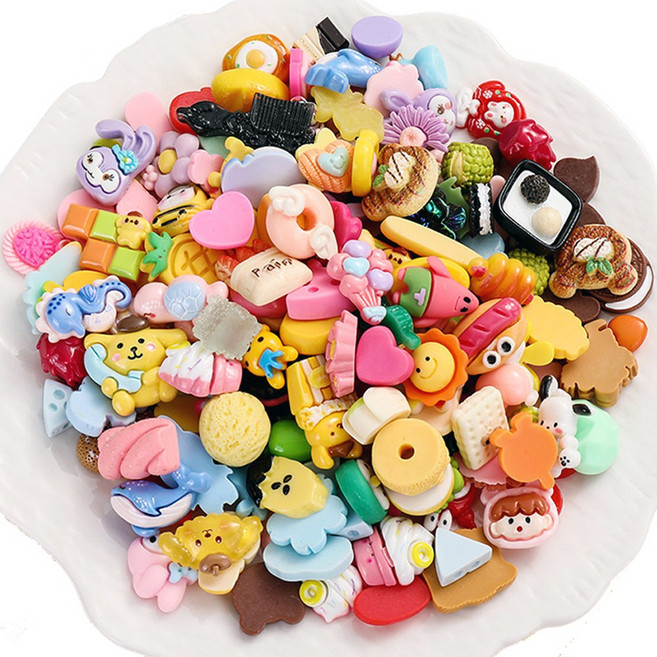 [고퀄리티 데코덴 파츠] 대용량 레진 파츠 다꾸 탑꾸 폰케이스 꾸미기 귀여운 캐릭터 데코 / DIY 방과후 핸드메이드 수업 재료, 50개, 혼합색