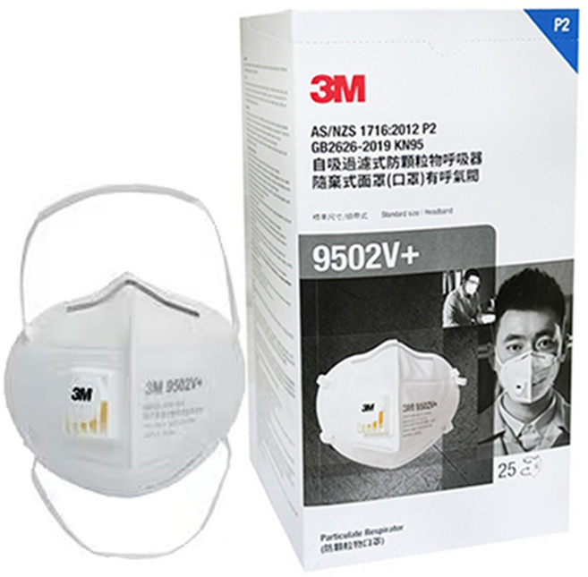 3M 산업용 방진마스크 9502V+ 개별포장 1매, 없음, 25개