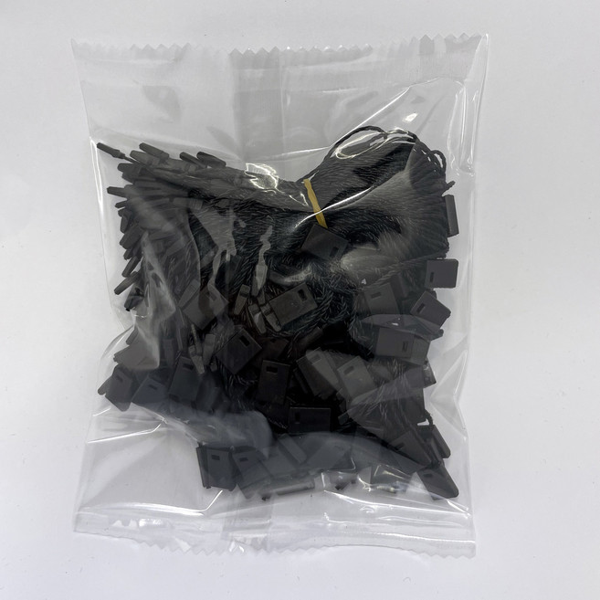 옴니스 상표용 고급 실고리 택고리 상표끈 플라스틱 사각 핀형 라벨 끈고리, 200개, 블랙