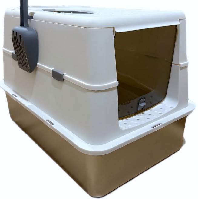 스테인레스 고양이 화장실 대형 밀폐 오픈형 겸용 세균걱정NO 냄새걱정NO 청결유지 고양이 화장실, 1개, 스텐/화이트