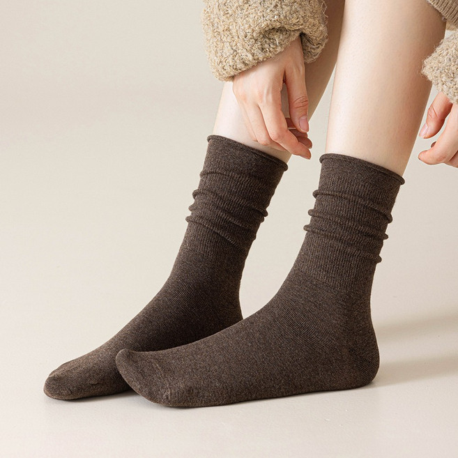 수스존 2026년 순면100 여성 무압박 사계절 패션 무지양말 5켤레 세트