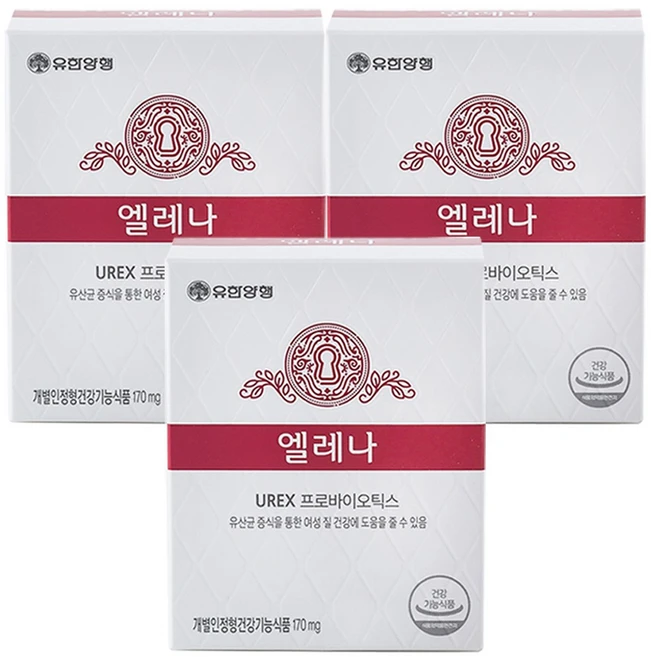 [6개월분] 유한양행 엘레나 여성 UREX 프로바이오틱스 질 장 건강 유산균, 60회분, 3개 - 쿠팡