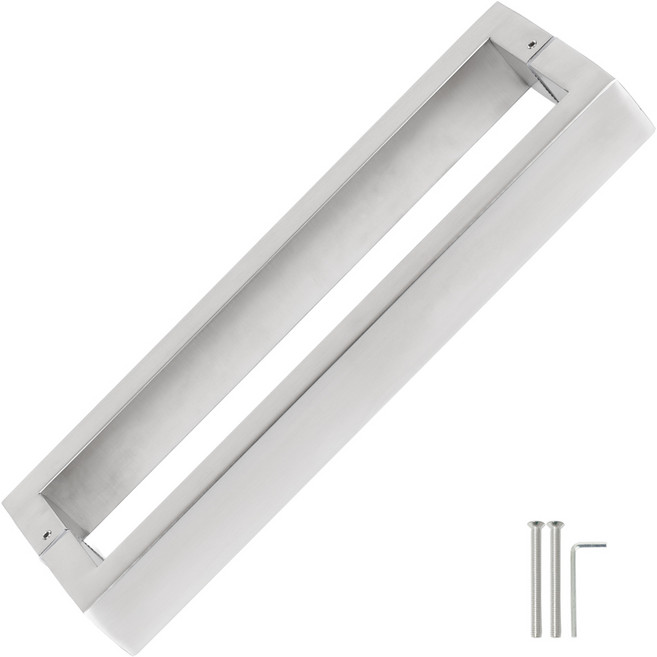 철물이네 강화도어 손잡이 340mm 40x20 장볼트증정 ㄷ자 유리문, 1개, 실버무광