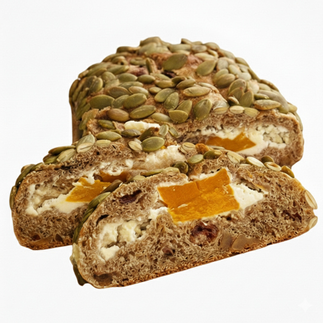 호밀 단호박크림치즈 깜빠뉴 (무설탕 건강 호밀빵), 380g, 5개