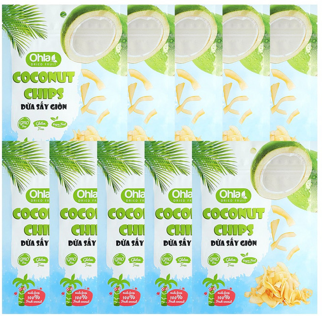 [간식뱅크] 베트남 코코넛칩 ohla 비건 코코넛칩 50g 글루텐프리 non gmo, 10개