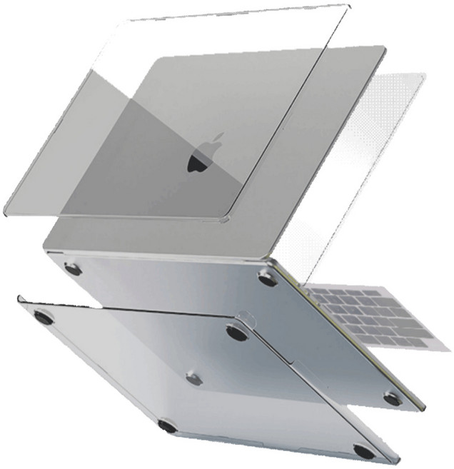 맥북 에어 올인원 보호 케이스 (투명 케이스 + 액정보호필름 + 키보드 스킨) - 맥북 에어 13.6 / 15.3 프로 14 / 16 M2 M3 M4 세트 초슬림 노트북 보호 커버, 1세트