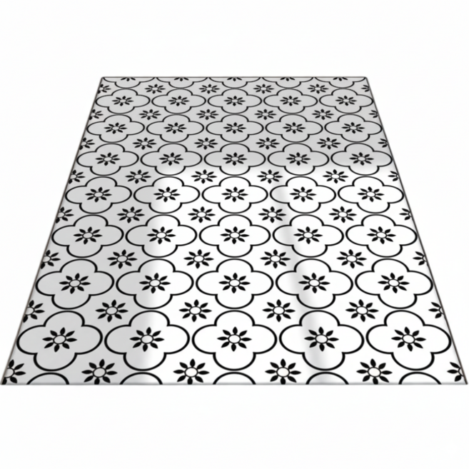 바이빈이 잘라쓰는 PVC 주방 바닥매트, 1개, 화이트플라워