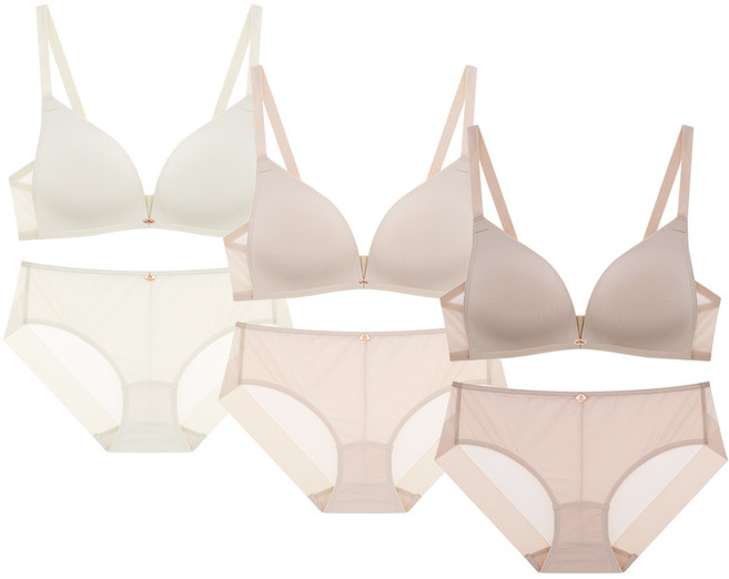 [Wonderbra] (스킨팔레트)아쿠아 V넥 노와이어 브라팬티 6종세트 택 1