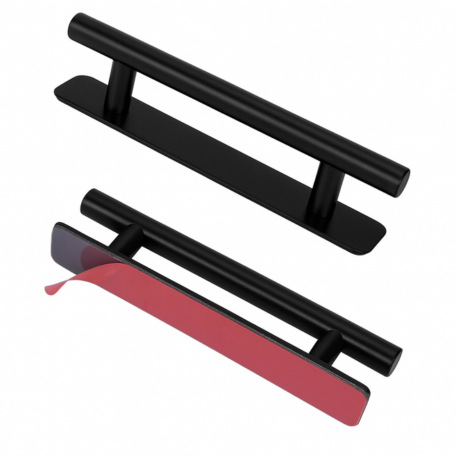 윈프로 무타공 접착식 올스텐 손잡이, 블랙[200x25x35mm], 2개