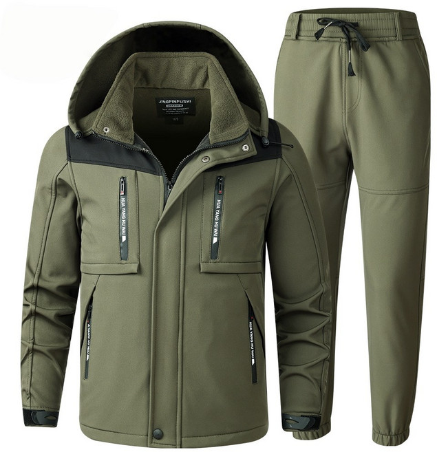 ANYOU 겨울 남자 바람막이 방수 작업복 따듯한 기모 방한복 야외 다기능 등산복 트레이닝복 상하복세트