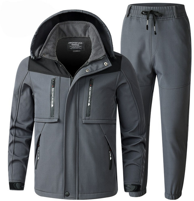 ANYOU 겨울 남자 바람막이 방수 작업복 따듯한 기모 방한복 야외 다기능 등산복 트레이닝복 상하복세트