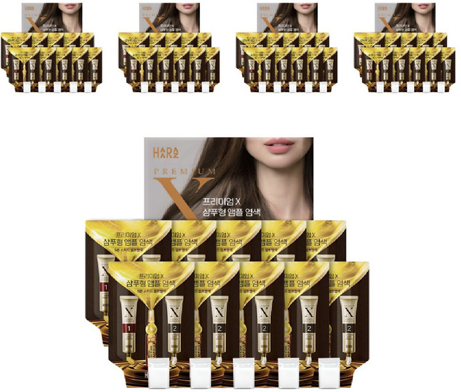 하라즈 프리미엄X 샴푸형 앰플염색, 진한갈색, 20개