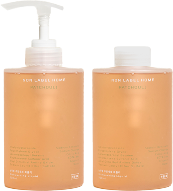 논라벨 주방세제 파촐리 1L 세트, 2개, 500ml