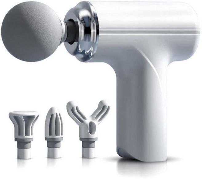 에코마음 무선 미니 전동 마사지건 + 헤드 4종 세트, 화이트(마사지건), Fascialgun1