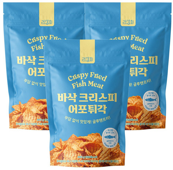 리상회 바삭 크리스피 어포튀각 글루텐 프리 꾸이꾸이 맥주안주, 3개, 100g
