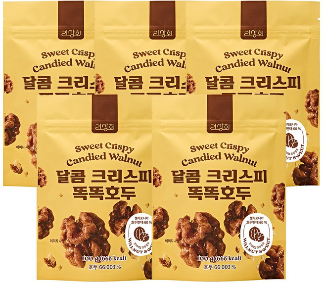 리상회 달콤 크리스피 똑똑 호두정과 강정 결혼 답례품, 5개, 100g