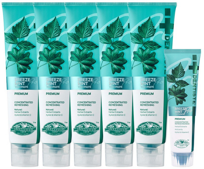 [공식몰] 덴티스테 브리즈민트 프로 치약, 180g 5개+60g 1개