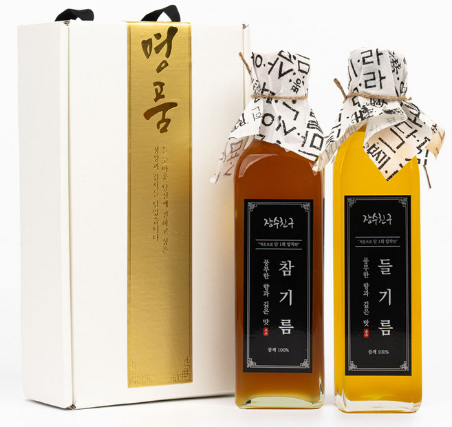 선물세트 참기름 들기름 저온압착 장수친구, 1세트, 300ml