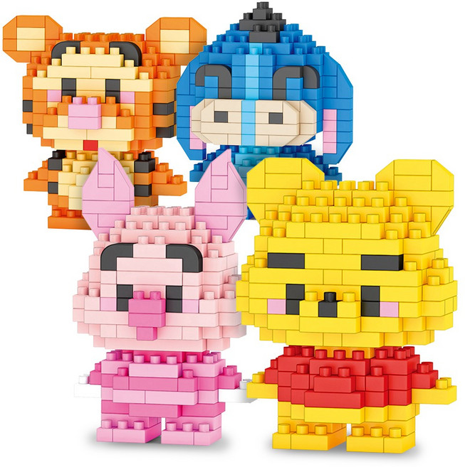 [알꿀밤-나노블럭-D애니] B 미니 꿀단지곰 푸 4종 세트, 1개