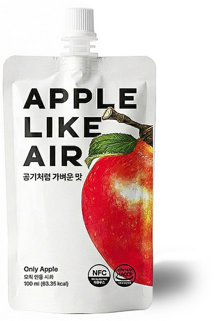 [안동시 공식 마크] 100% 사과즙 무첨가 제로슈거 간편 파우치, 1박스, 15팩, 100ml