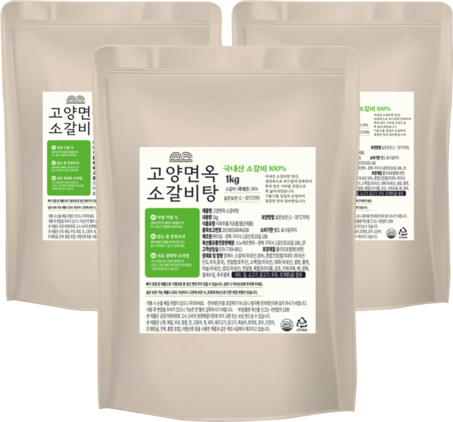 한식명장 국내산 압도적 대용량 소갈비탕 (실온), 3개, 1kg