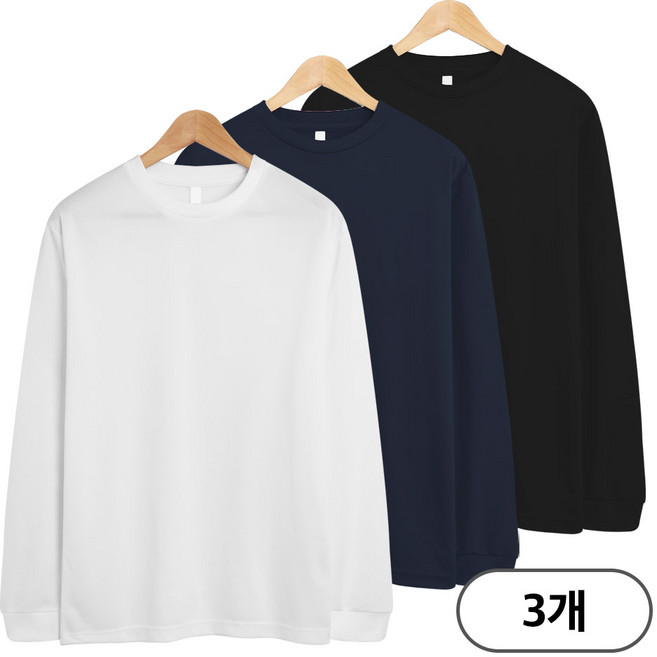 3장 세트 드라이 라운드 긴팔티 쿨티셔츠 3장세트 남여공용 기능성 냉감 긴팔 티셔츠 (SCC5340PT)