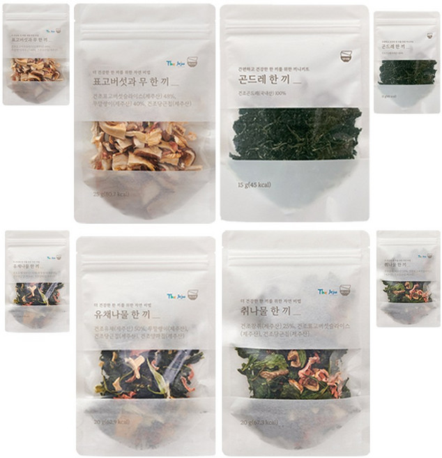 [잇더밀] 파이토케미컬 가득한 자연면역 밥상 항산화 나물_ 비빔밥 솥밥용 나물 총 8팩(곤드레 2개 유채 2개 취 2개 표고버섯무 2개) 건강나물 보양식 냉장보관no, 1세트, 164g
