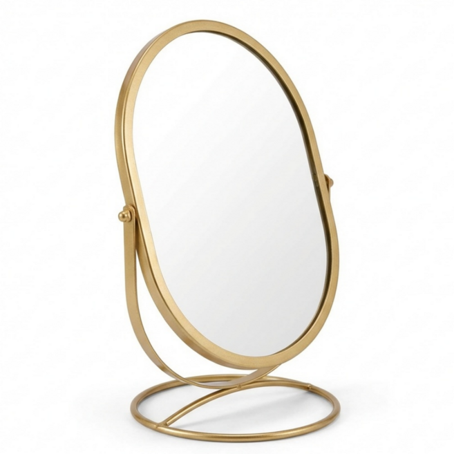 스탠핏 360도 회전 탁상거울, 골드