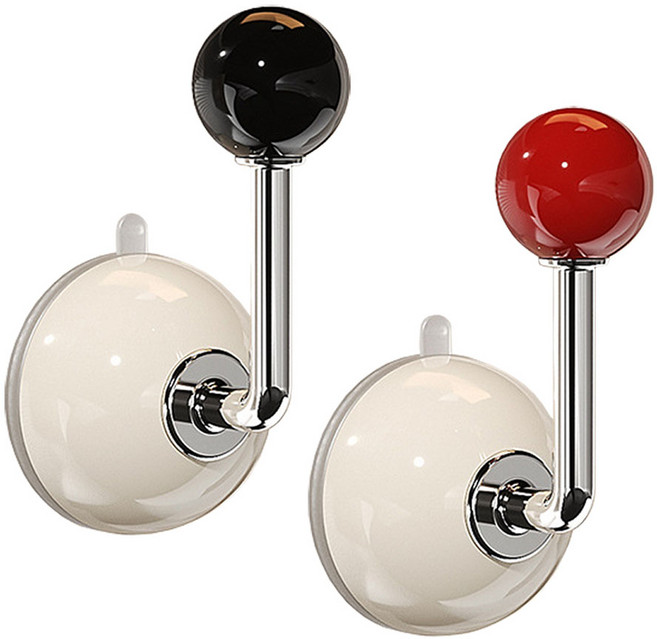 라임리빙 강력 무타공 흡착식 후크 걸이 2개, 1세트, 블랙+레드