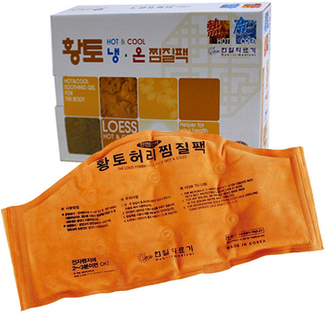 한일의료기 황토인견 허리찜질팩(벨크로타입) 황토인견사 허리 복부 냉온찜질팩, 1개