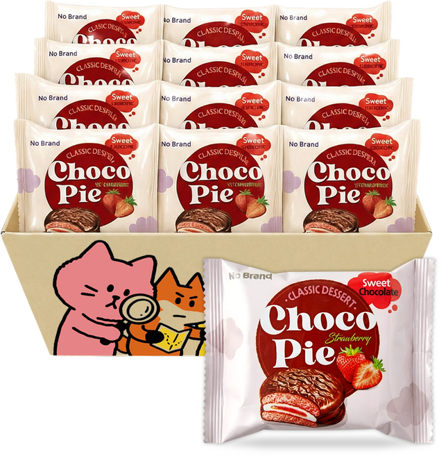 노브랜드 과자, 16개, 초코파이(딸기맛)