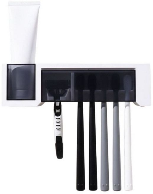 모디노 벽걸이형 24시간 히팅건조 유선 칫솔 살균기, 화이트/그레이, TH25BK