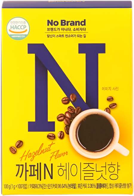 노브랜드 까페N 헤이즐넛향 100g x 2개 (1g x 200개), 1g, 100개입, 1g