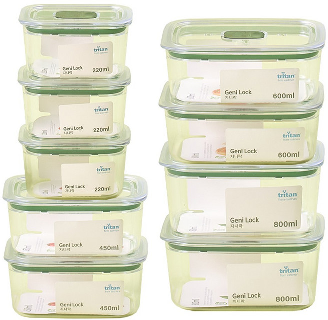 에코센스 지니락 올트라이탄 원터치 프리미엄 밀폐용기 9P, 1세트, 단품