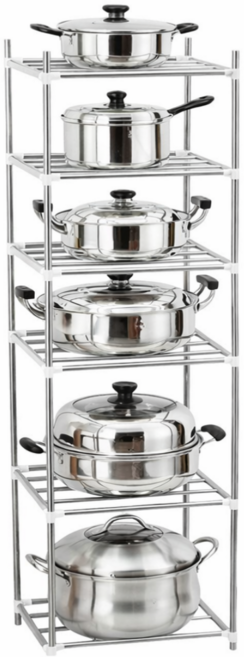 가려거든 다용도 냄비정리 선반 스텐드, 6단 선반, (42x35x150cm), 1개, 스텐리스