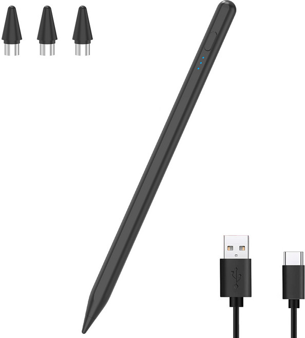 갤럭시탭 겸용 터치펜 레노버 패드 겸용 터치펜 급속 충전 S펜, 1개, 블랙