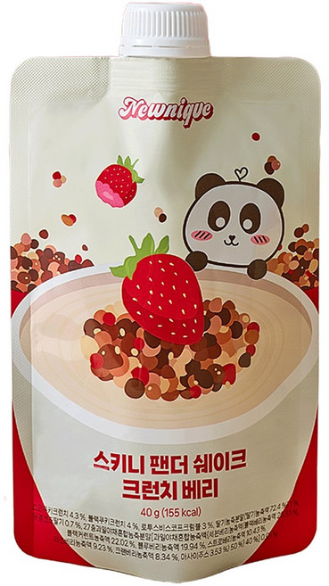 스키니 팬더 쉐이크 크런치 베리 맛 1박스, 5개, 40g