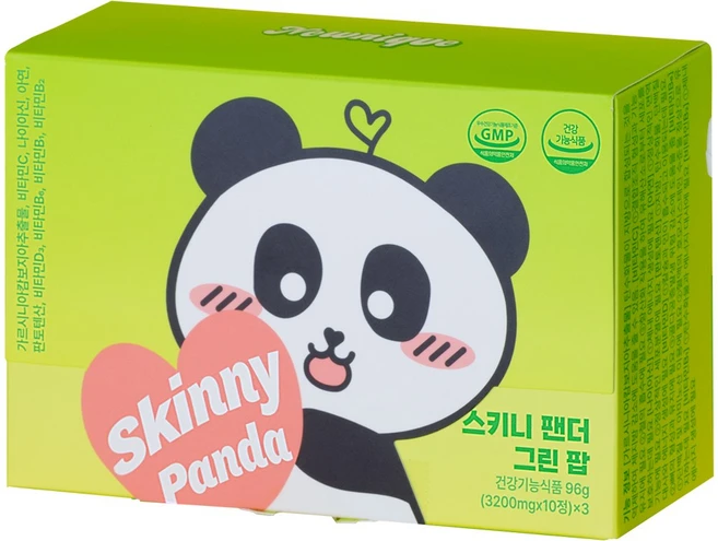 뉴니크 스키니팬더 그린팝 가르시니아캄보지아 체지방감소 비타민 츄어블다이어트 파인애플맛 10정 x 3통(96g) x 1박스, 30정 - 쿠팡