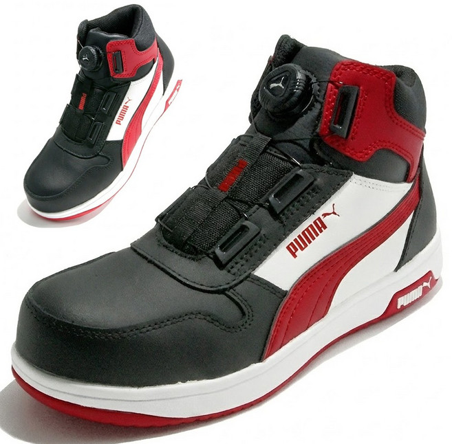 kcs인증 PM 경량 다이얼 안전화 6인치 블랙 옐로우 논슬립 1등급 생활방수 가벼운 플라스틱 토우캡 내열성 고무 미끄럼방지 아웃솔