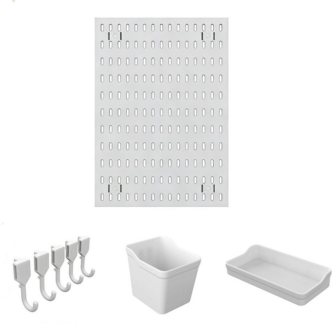 벽면 수납 진열대 동굴판 세트 부품 포함, 화이트+420x300mm, 1세트