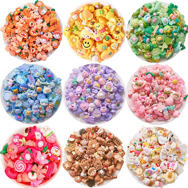 [고퀄리티 데코덴 파츠] 대용량 레진 파츠 다꾸 탑꾸 폰케이스 꾸미기 귀여운 캐릭터 데코 / DIY 방과후 핸드메이드 수업 재료, 50개, 흰색