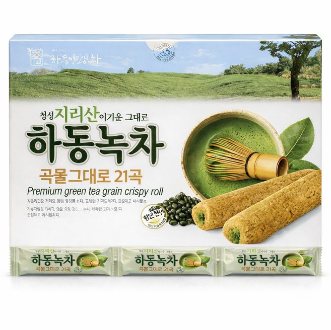 하동 녹차 곡물 크리스피롤 21곡 1박스 1개당10gx450, 10g