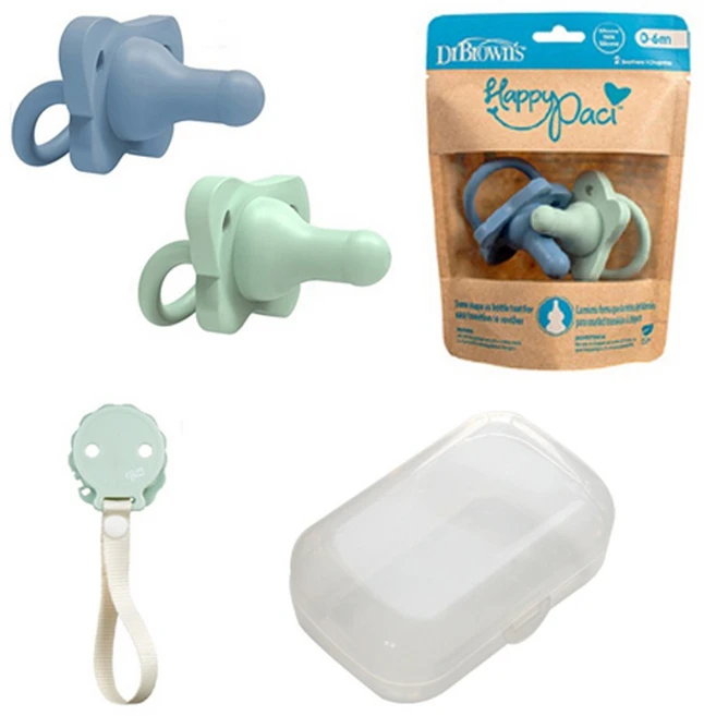 닥터브라운 실리콘노리개(2P)+다용도케이스+티지엠다용도클립, 닥터실리콘노리개/블루2P+케이스+티지엠클립(민트), 1세트 - 쿠팡