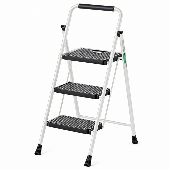 CoolHut 프리미엄 접이식 가정용 사다리 3단 경량 안전 발판 작업용 사다리, 1개